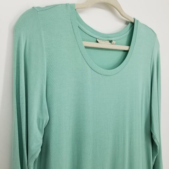 3/$25 Logo by Lori Goldstein Lace Satin Trim High Low Tunic Top MP Seafoam Green - Picture 5 of 11